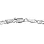 JCK Vegas Collection Rhodium Sterling Silver Diamond Cut Square Curb Bracelet (Size 7.5) with Lobster Clasp