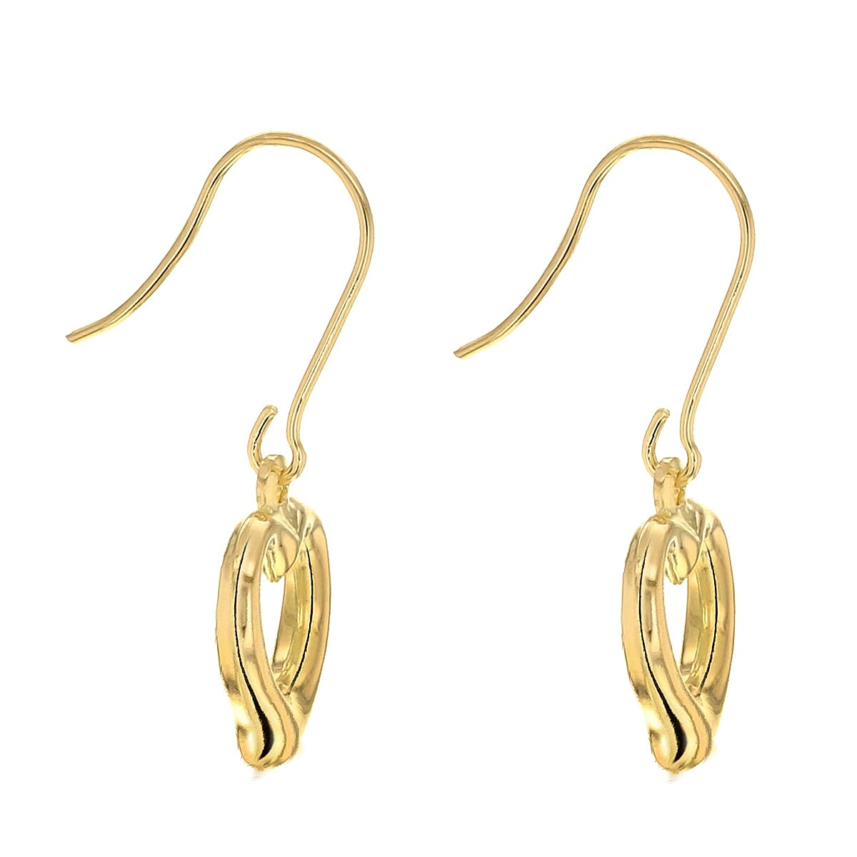9K Yellow Gold Open Heart Drop Earrings (With Hook) 2817756 2