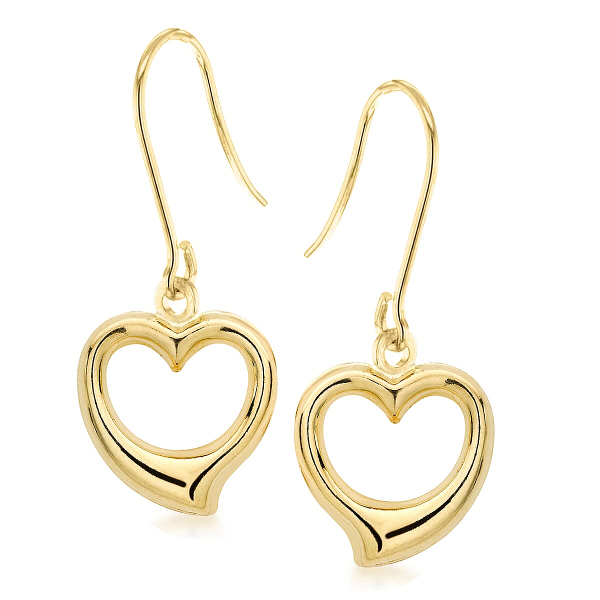 9K Yellow Gold Open Heart Drop Earrings (With Hook) 2817756 3