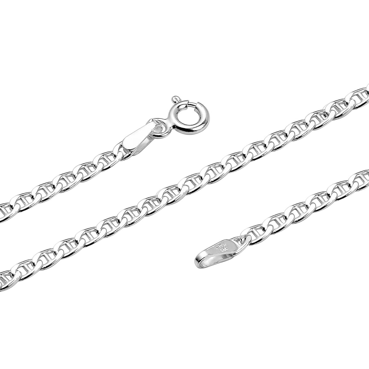 JCK Vegas Collection Rambo Chain in Rhodium Plated Silver Size 24 Inch 2818366 2