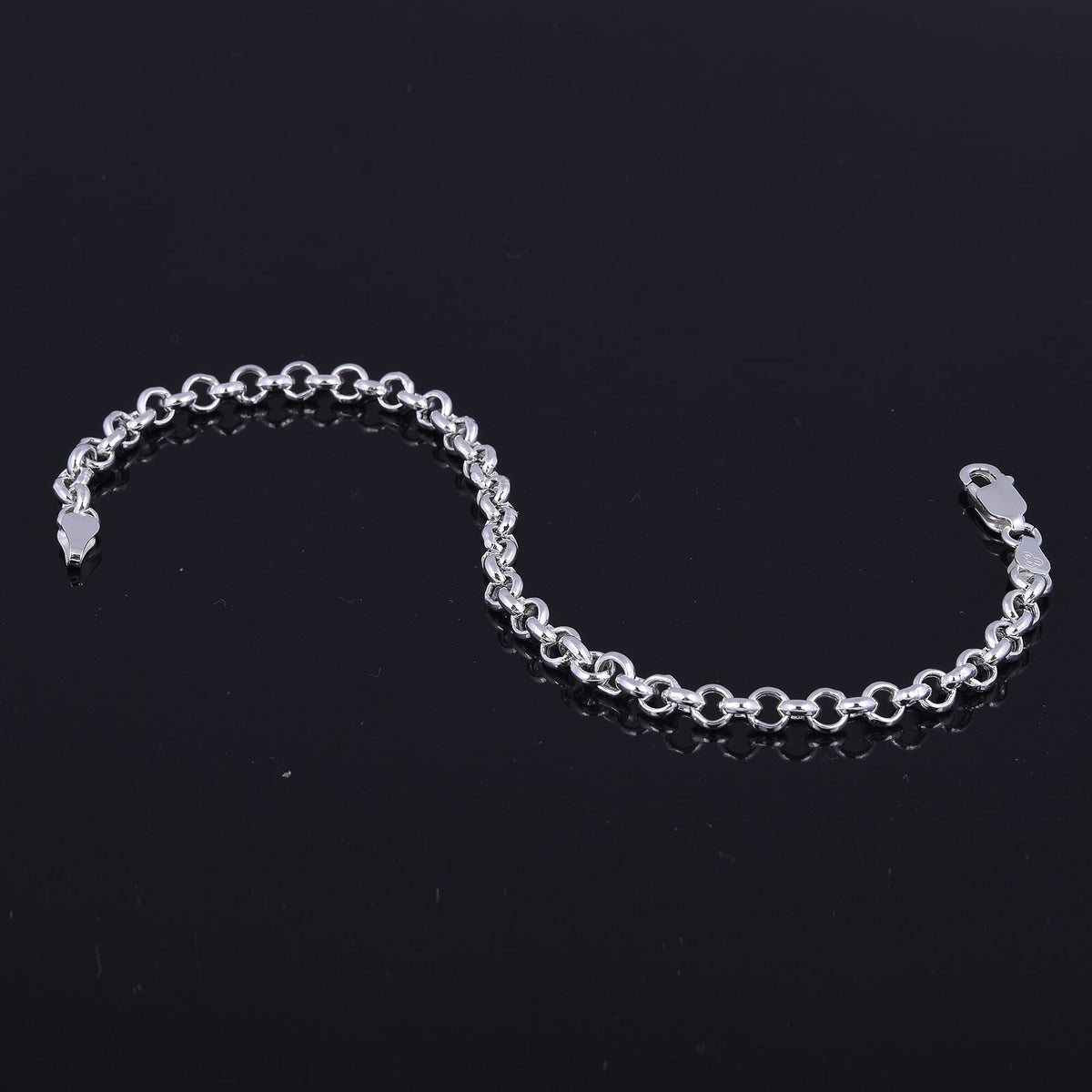 JCK Vegas Collection Round Belcher Bracelet in Rhodium Plated Sterling Silver 7.5 Inch 2923299 1