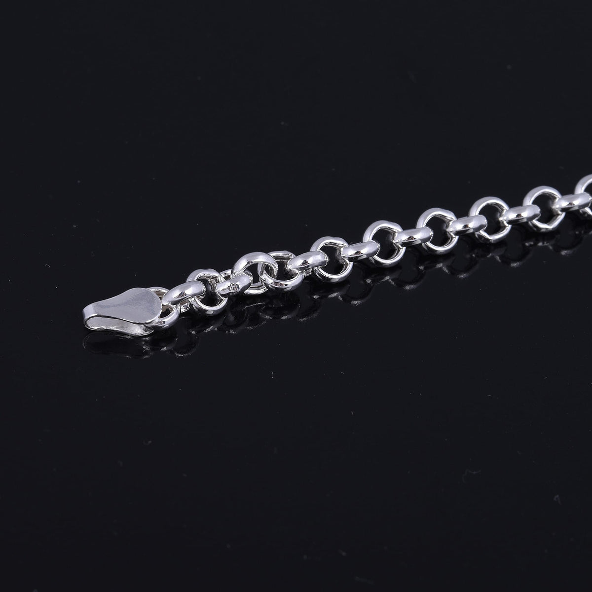 JCK Vegas Collection Round Belcher Bracelet in Rhodium Plated Sterling Silver 7.5 Inch 2923299 2