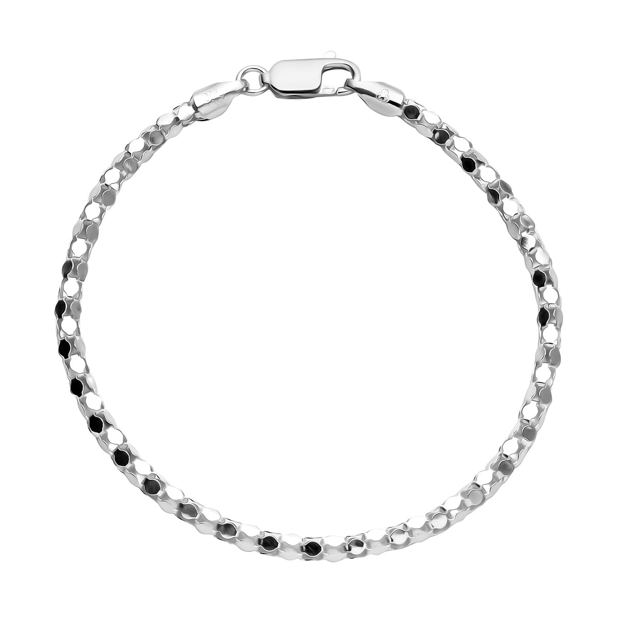 JCK Vegas Collection Round Mirror Bracelet in Rhodium Sterling Silver Size 7.5 Inch 2773864 0