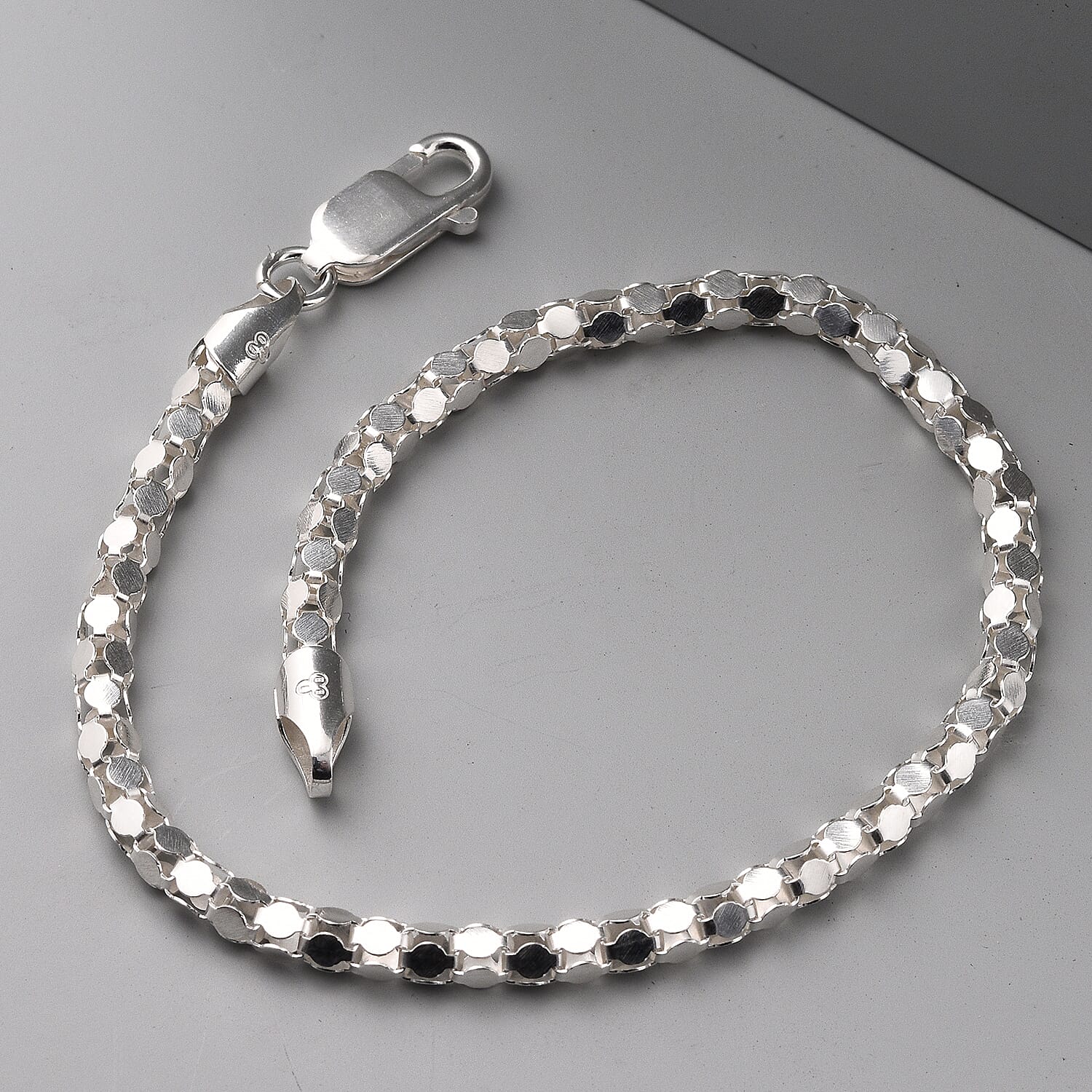 JCK Vegas Collection Round Mirror Bracelet in Rhodium Sterling Silver Size 7.5 Inch 2773864 1