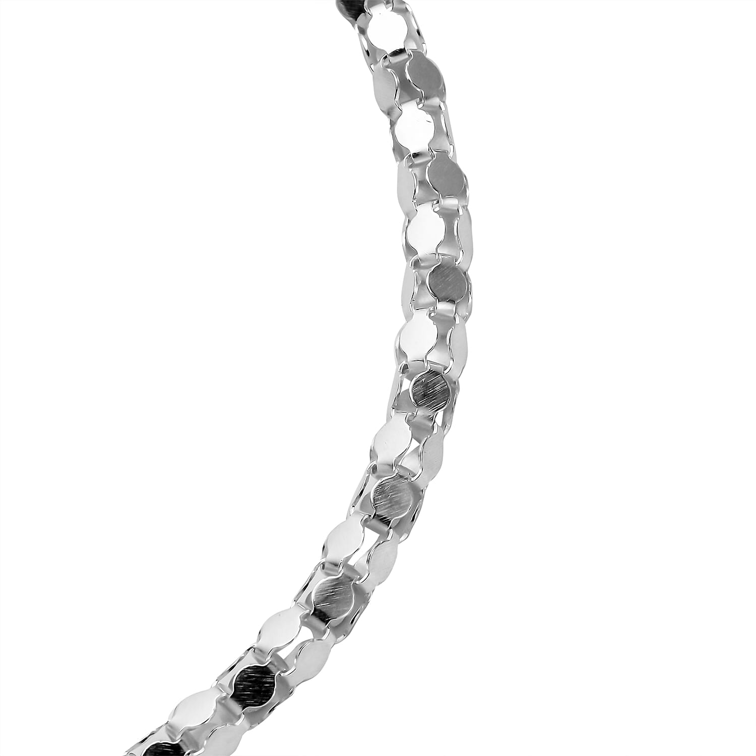 JCK Vegas Collection Round Mirror Bracelet in Rhodium Sterling Silver Size 7.5 Inch 2773864 2