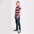 JJ Willis Block Stripe Polo Shirt (Size M) - Wine