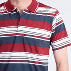 JJ Willis Block Stripe Polo Shirt (Size M) - Wine