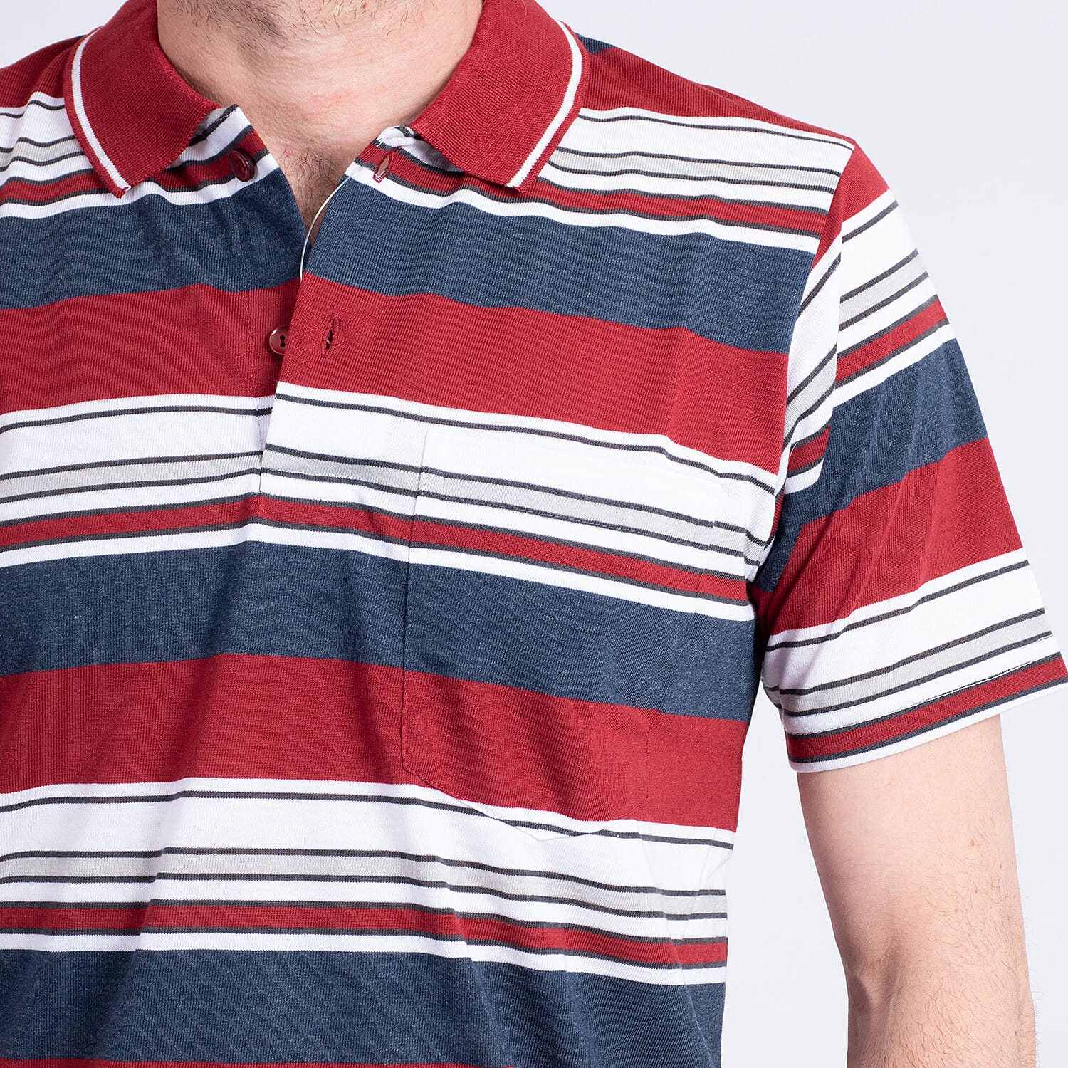 JJ Willis Block Stripe Polo Shirt (Size M) - Wine 7844962 3