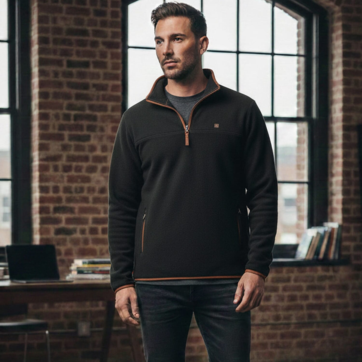 JJ Willis Quarter Zip Fleece Jacket With Contrast Tipping (Size L) - Black 8289300 0