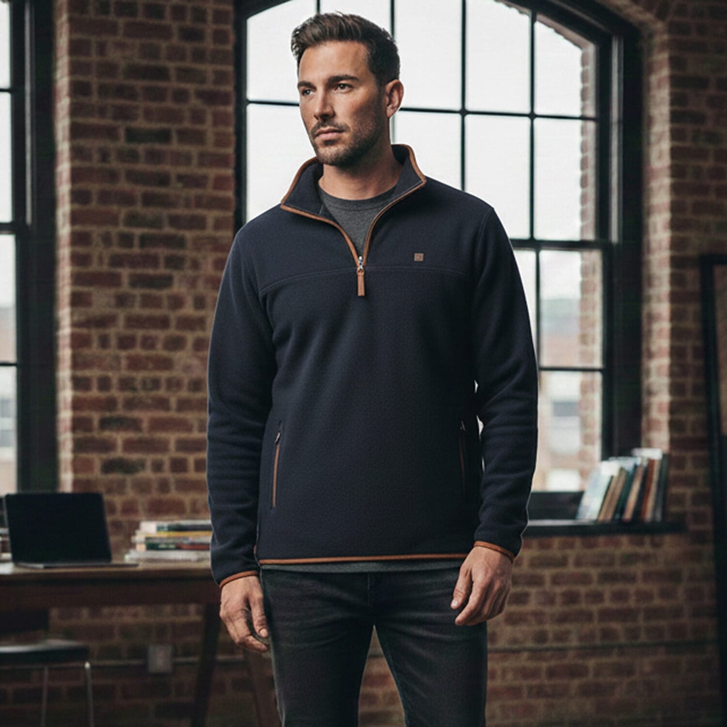 JJ Willis Quarter Zip Fleece Jacket With Contrast Tipping (Size XXL) - Navy 8289307 0
