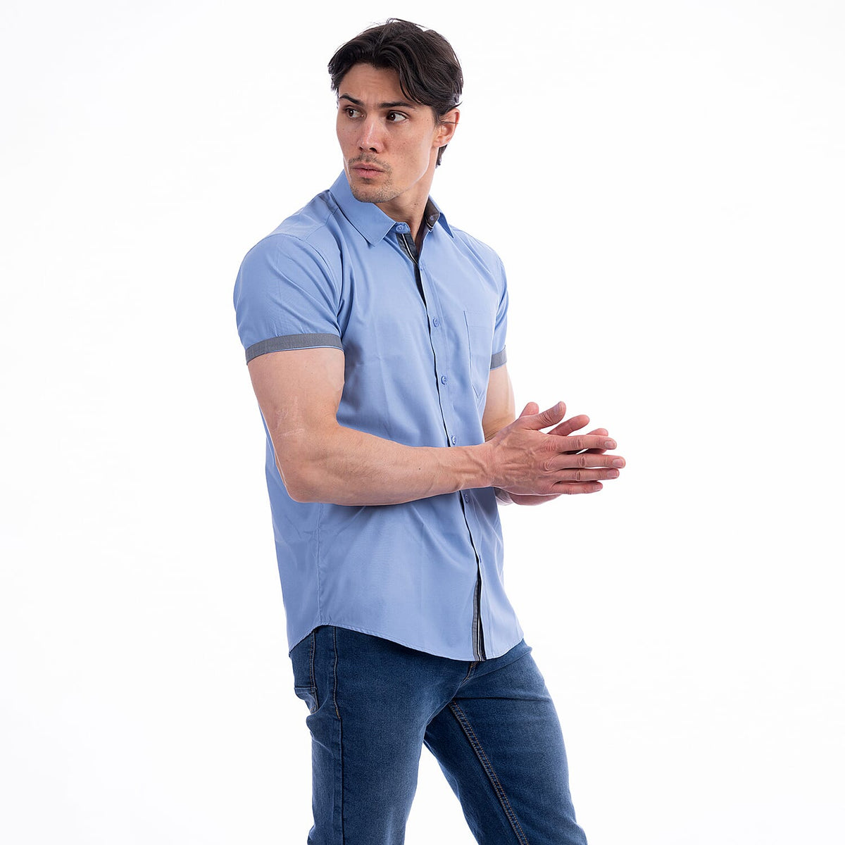 JJ Willis Short Sleeve Shirt (Size - M) - Blue V32555639 1