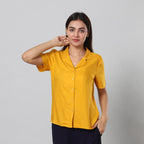 JOVIE 100% Viscose Top with Collar and Button Closure (Size-M, 60x96Cm) - Yellow