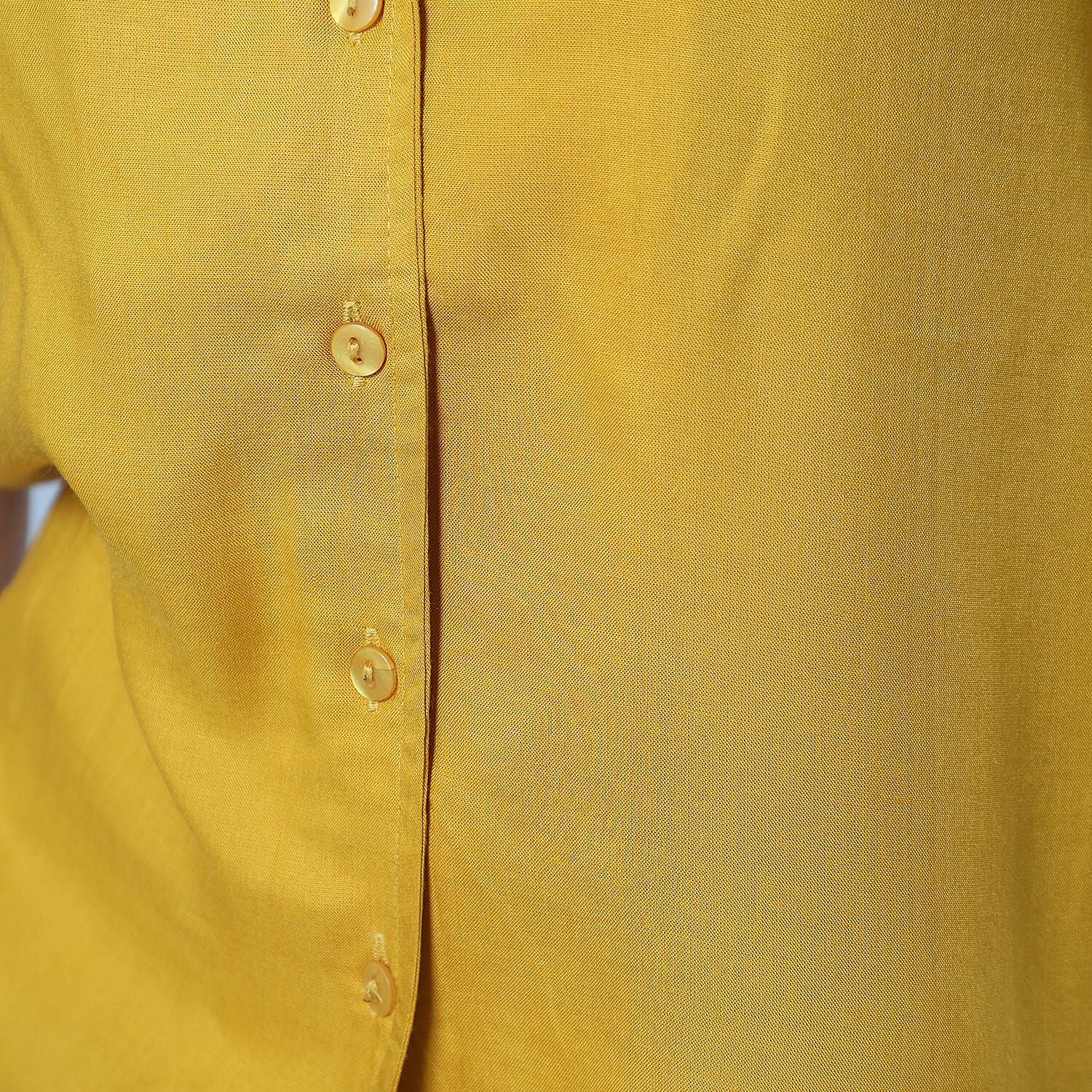 JOVIE 100% Viscose Top with Collar and Button Closure (Size-M, 60x96Cm) - Yellow 6084000 5