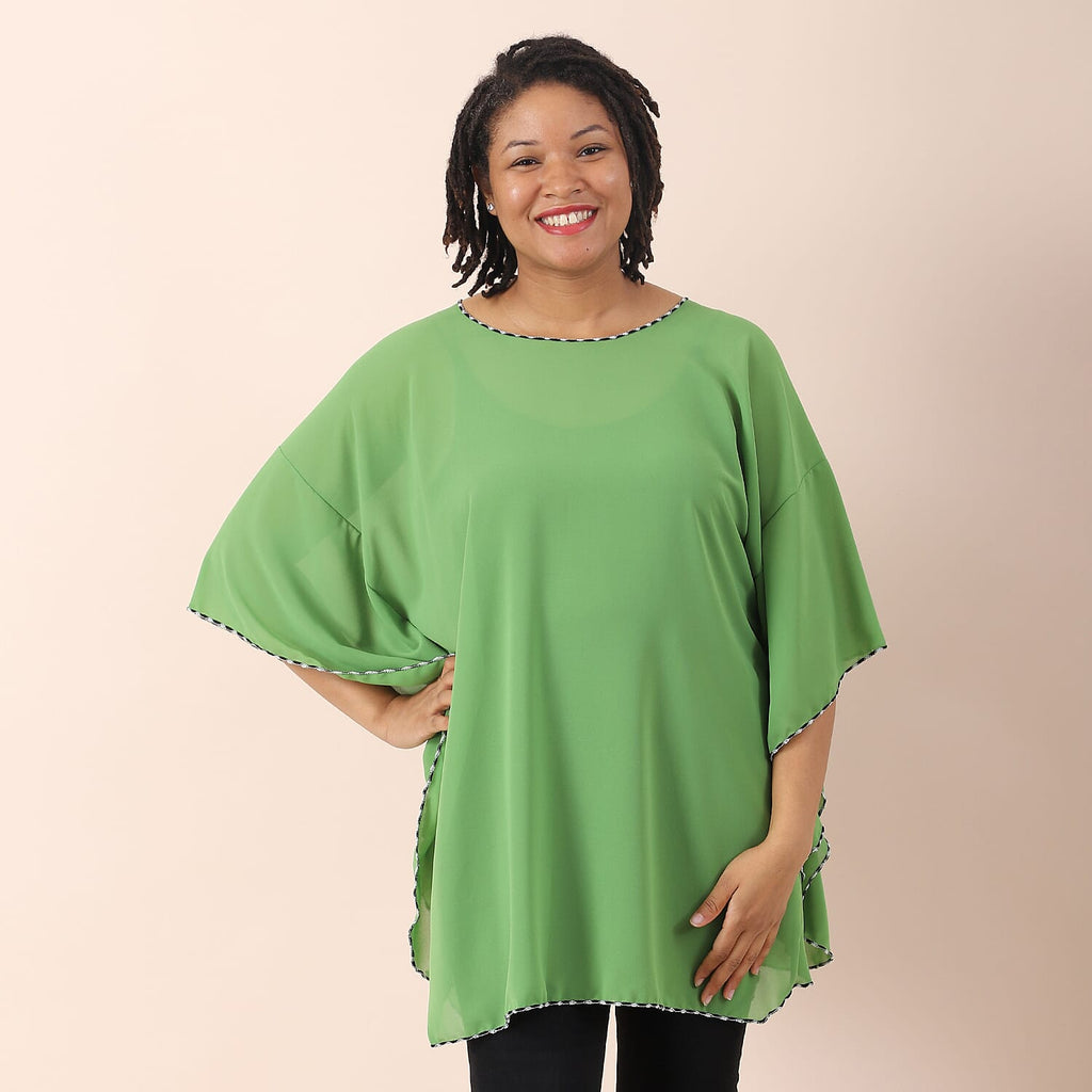JOVIE Solid Colour Chiffon Kaftan (Size- 110x80 cm) - Green