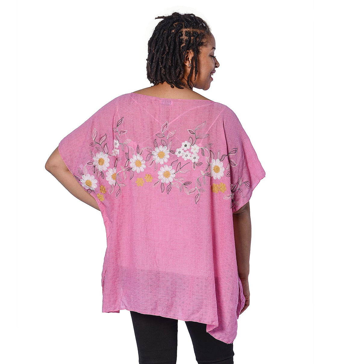 JOVIE Embroidered Flower Pattern Kaftan in Pink 6084255 2