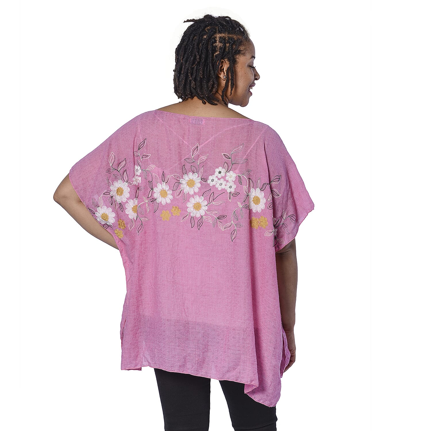 JOVIE Embroidered Flower Pattern Kaftan in Pink 6084255 2