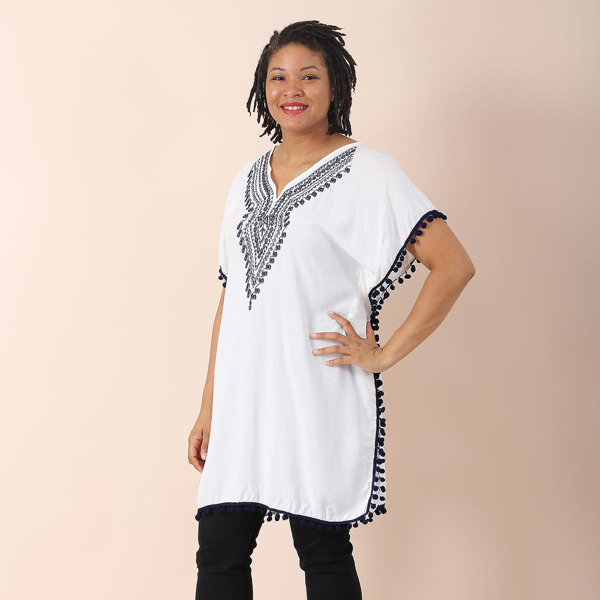 JOVIE Embroidered Kaftan With Tassel Detailing 6247178 0
