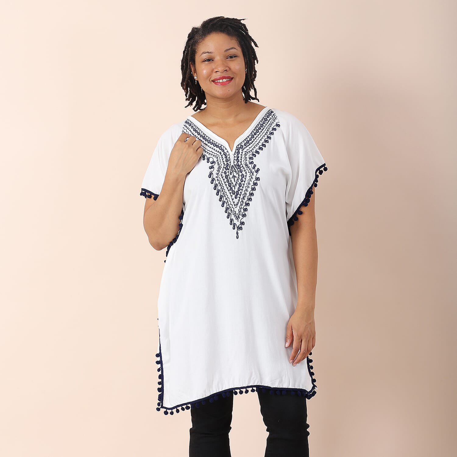 JOVIE Embroidered Kaftan With Tassel Detailing 6247178 2