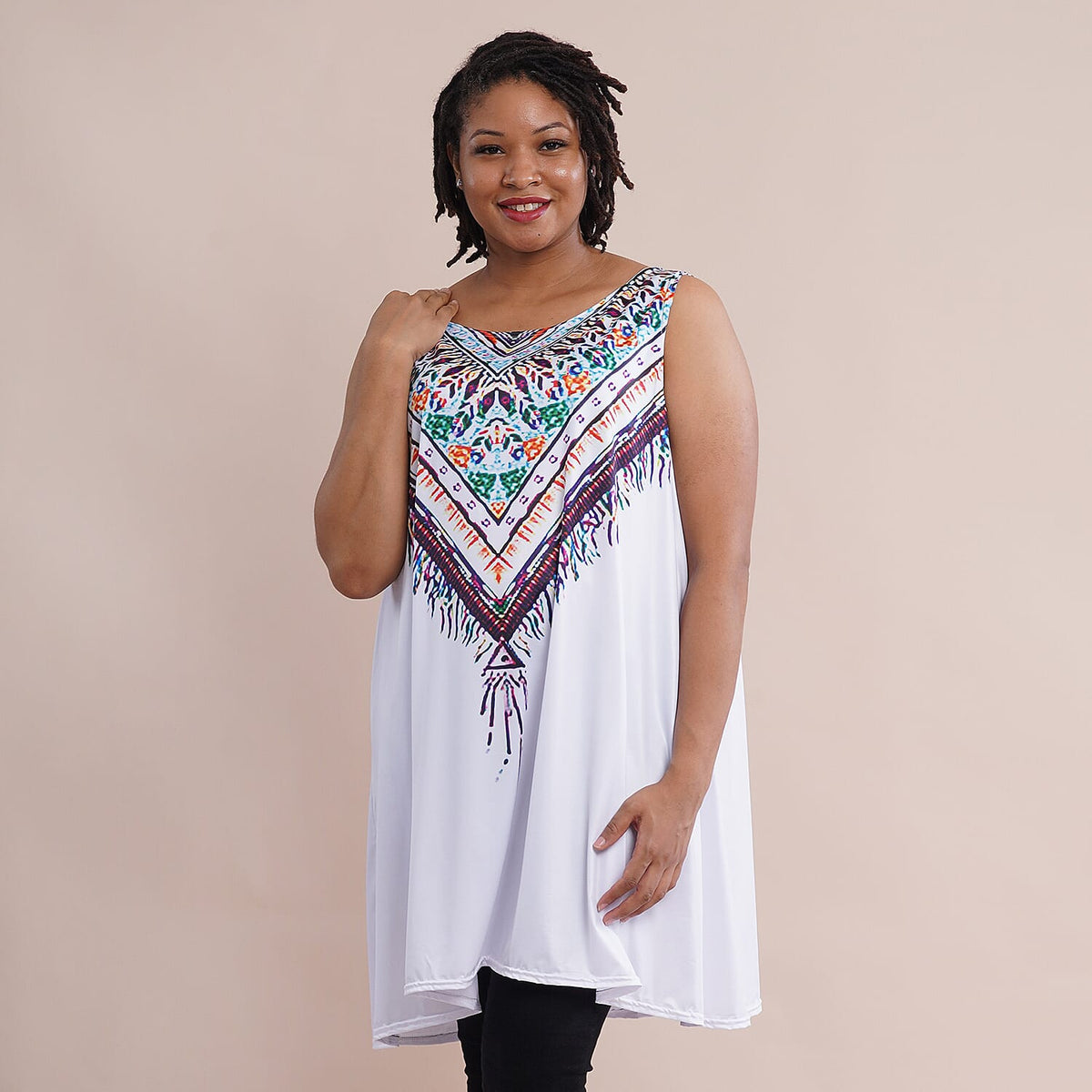 JOVIE Embroidery Sleeveless A-Line Women Tunic - White 6284451 0