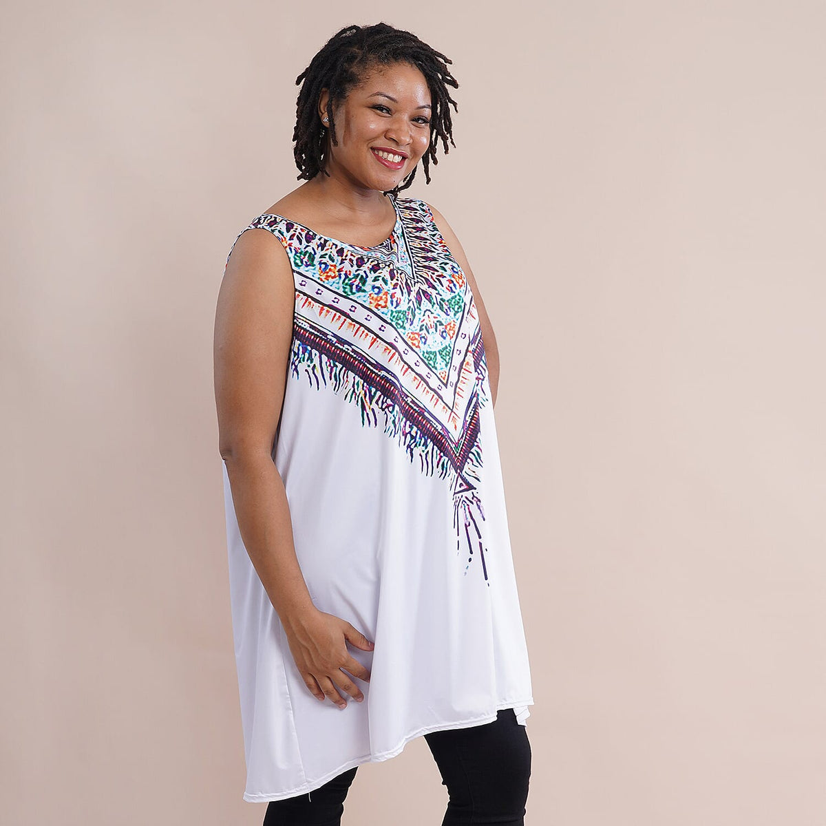 JOVIE Embroidery Sleeveless A-Line Women Tunic - White 6284451 2