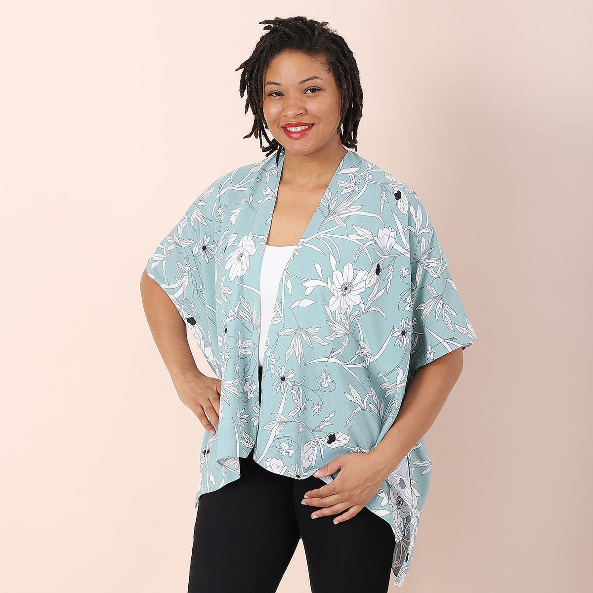 JOVIE Floral Pattern Kimono in Light Green 6243940 0