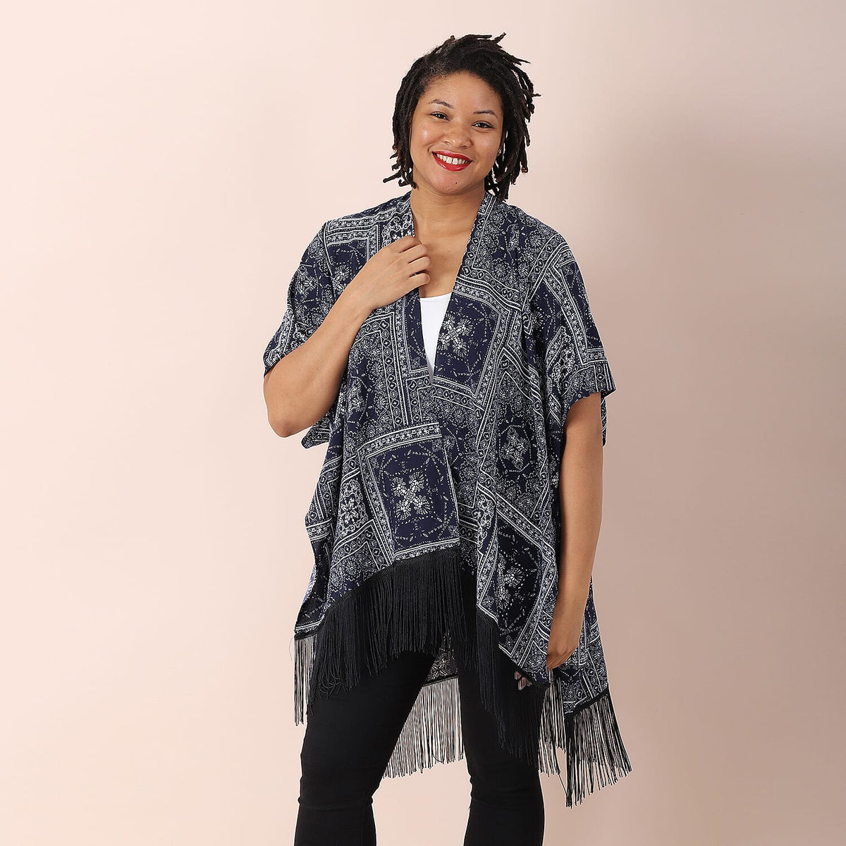JOVIE Floral Pattern V-Neckline Kimono 6250838 0