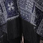 JOVIE Ethnic Pattern Women Kimono with Tassel (Size-86x70Cm) - Navy