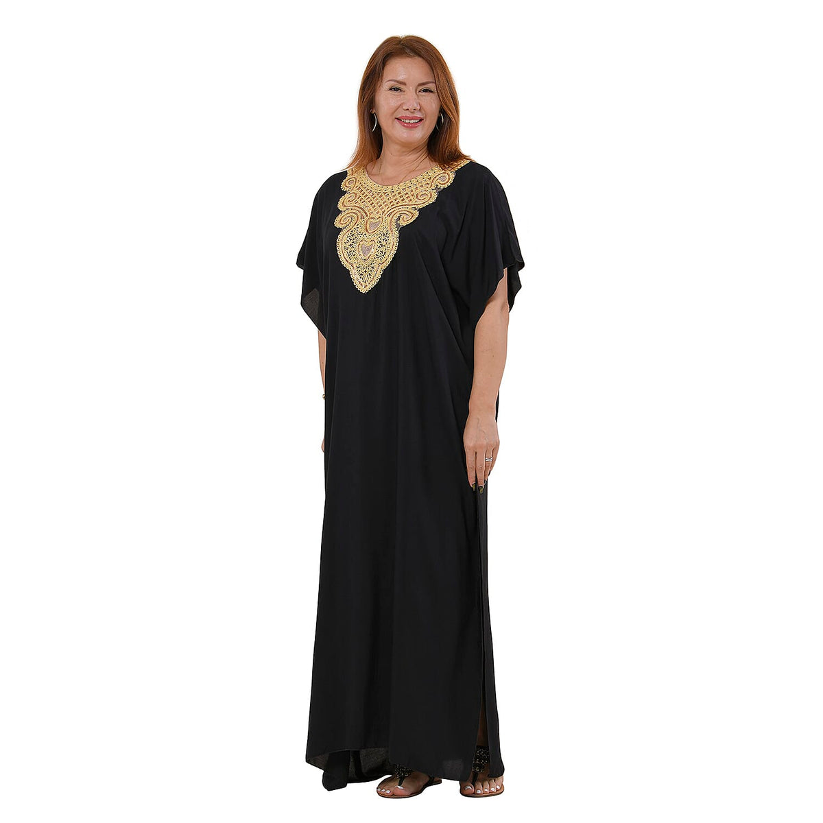 JOVIE Kaftan with Neckline Embroidery - Black 7309501 0