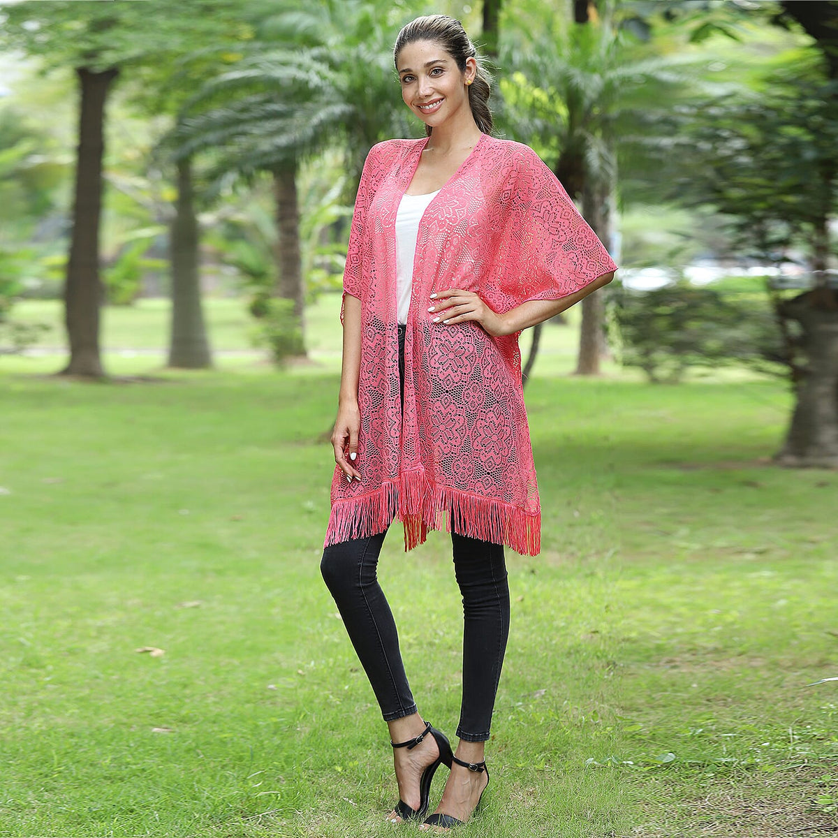 JOVIE Lace Kimono With Tassel Detailing 6275050 2