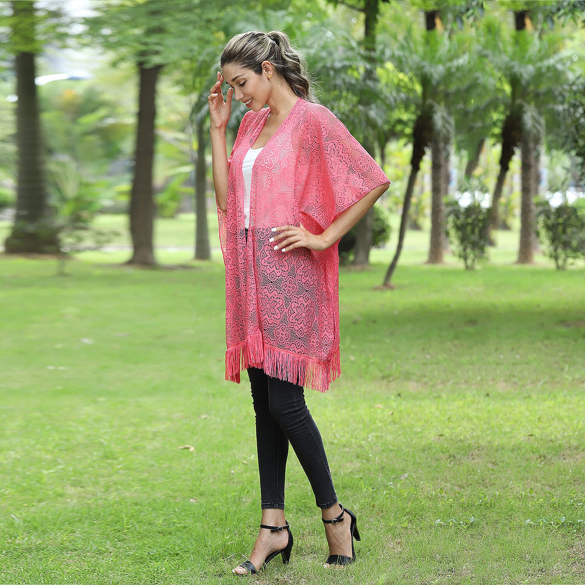 JOVIE Lace Kimono With Tassel Detailing 6275050 3