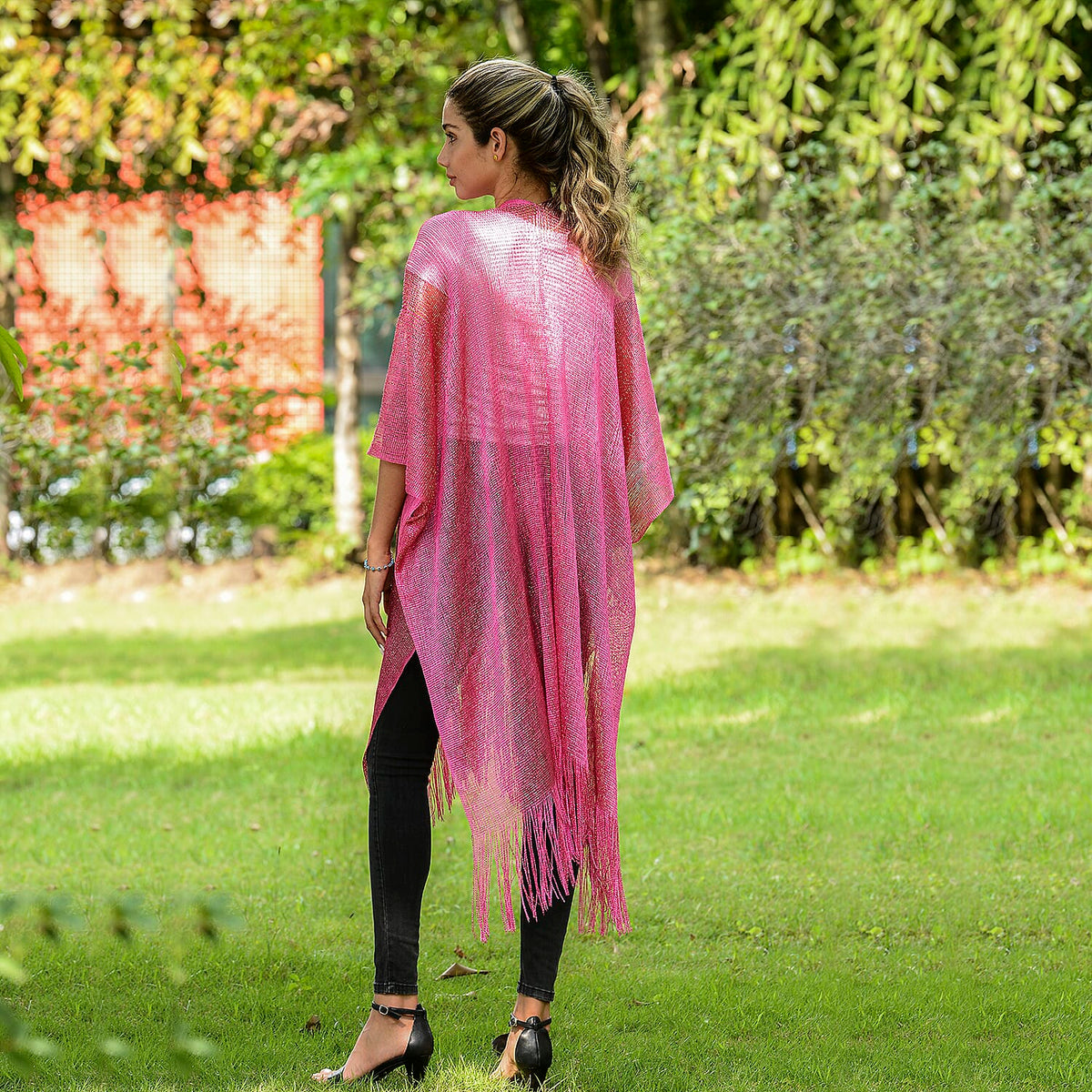 JOVIE Lurex Kimono With Tassel Detailing - Pink 6243969 1