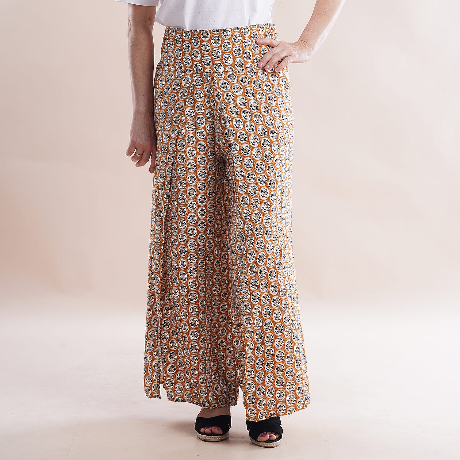 JOVIE Miss Collection Viscose Printed Pattern Trousers- Yellow 6342672 0