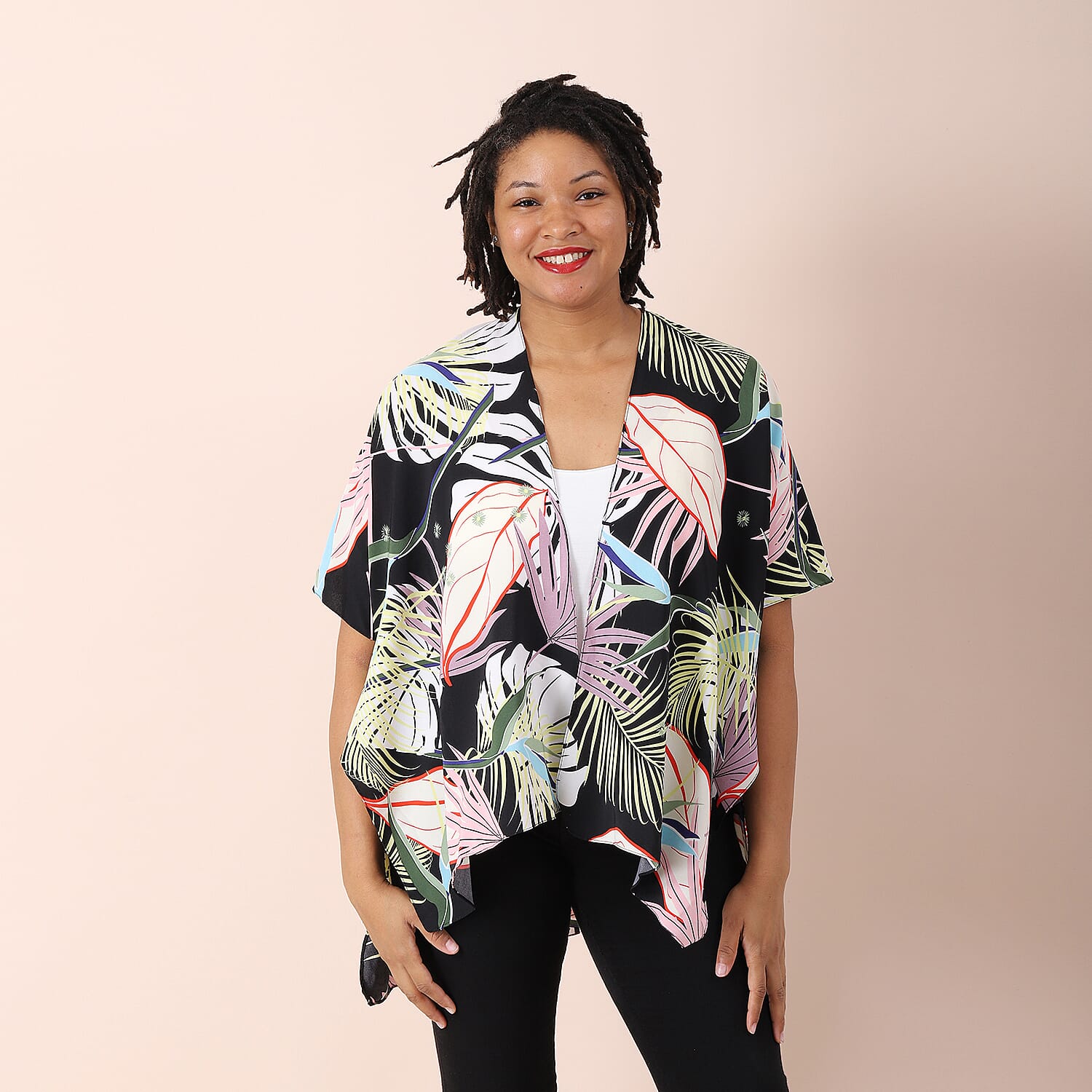 JOVIE Printed Pattern V-Neckline Kimono 6250813 0