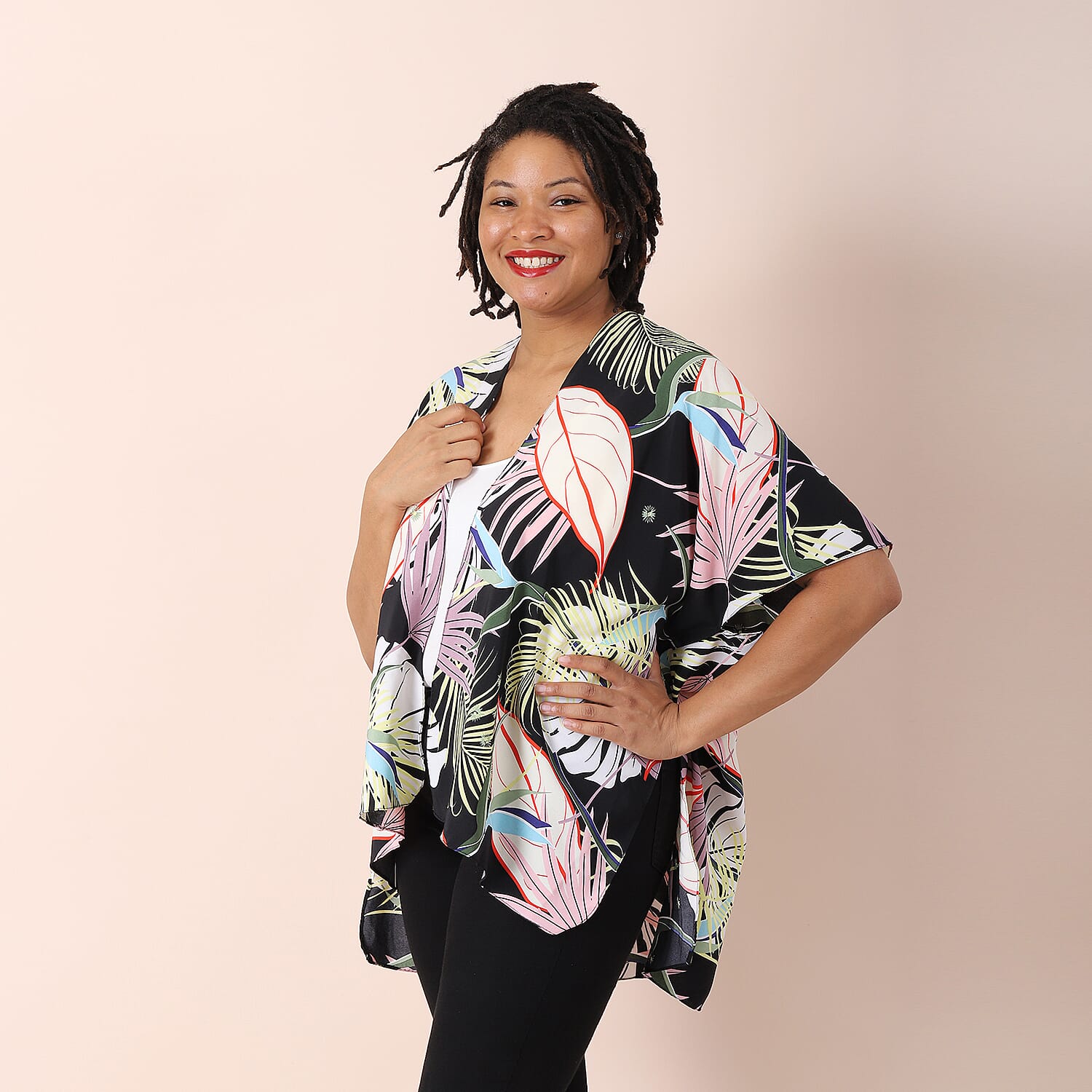 JOVIE Printed Pattern V-Neckline Kimono 6250813 2
