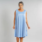 Women Sleeveless Umbrella Dress with Pocket (One Size) - Sky Blue