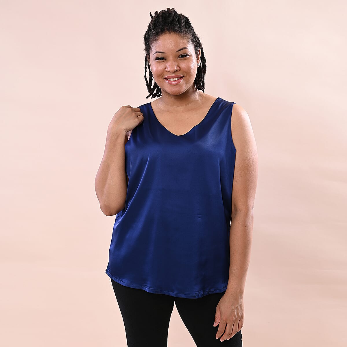 JOVIE Solid Colour Satin Vest - Navy 6343920 0