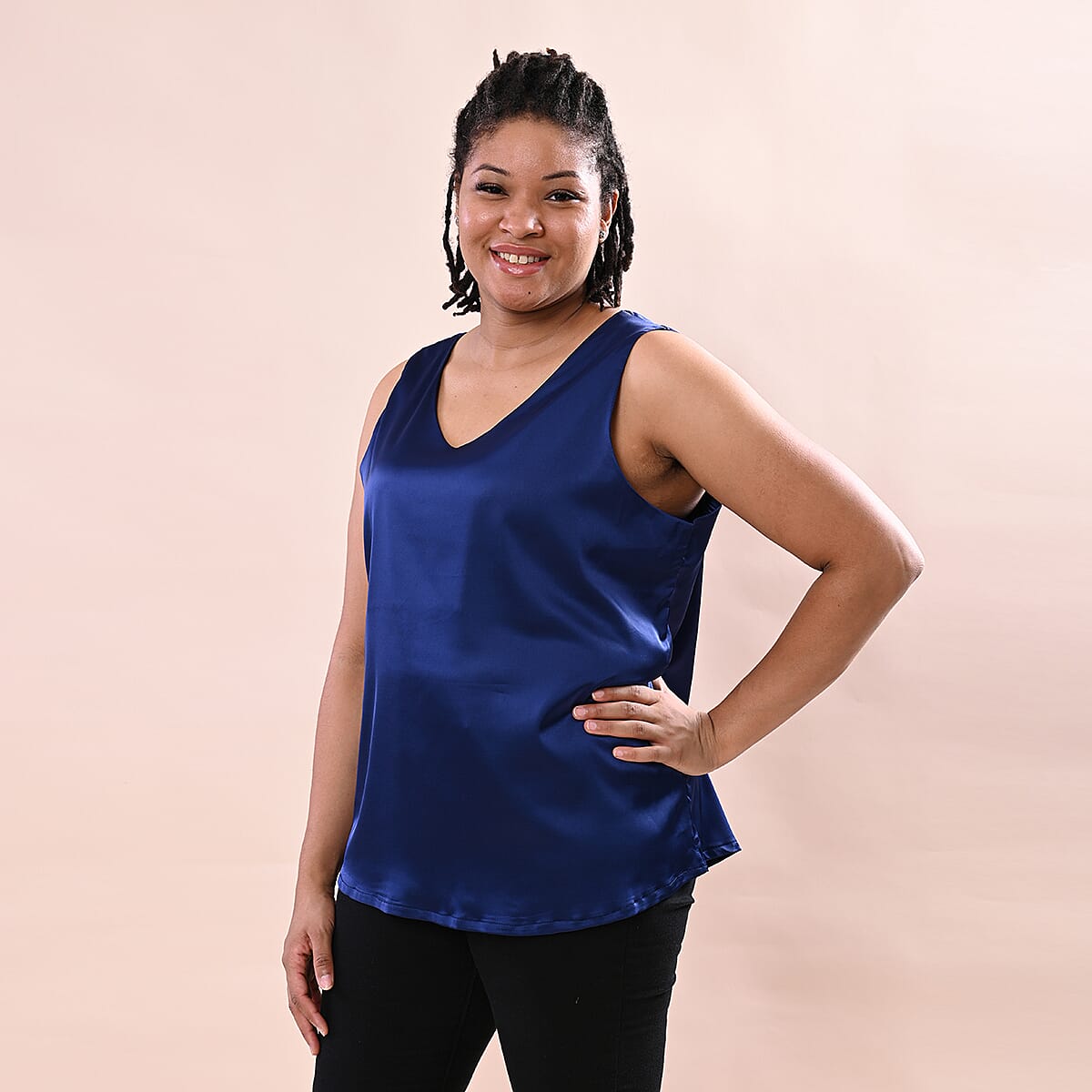 JOVIE Solid Colour Satin Vest - Navy 6343920 1