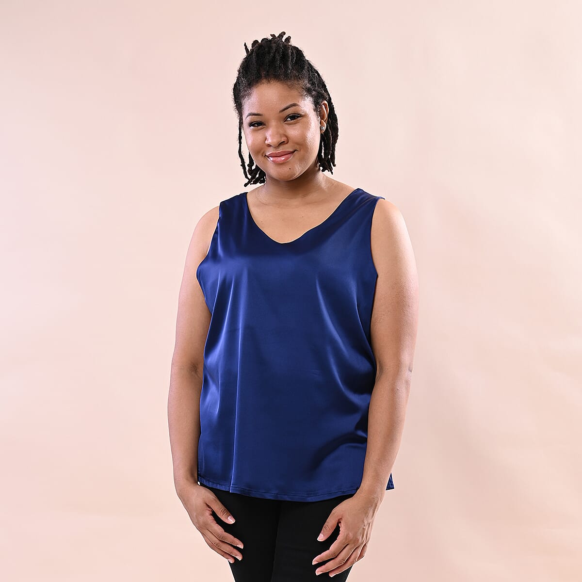 JOVIE Solid Colour Satin Vest - Navy 6343920 2
