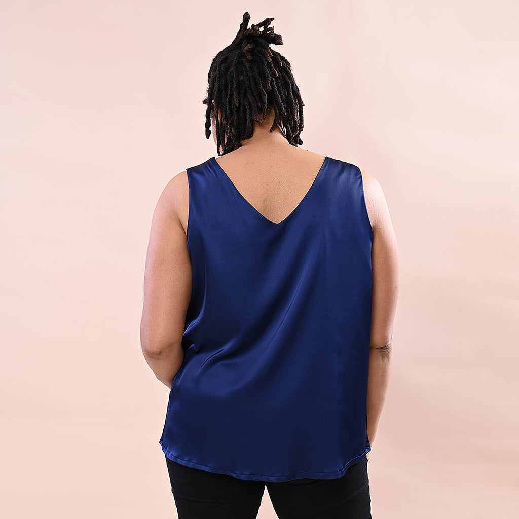 JOVIE Solid Colour Satin Vest (Size up to 18; 56x68cm) - Navy