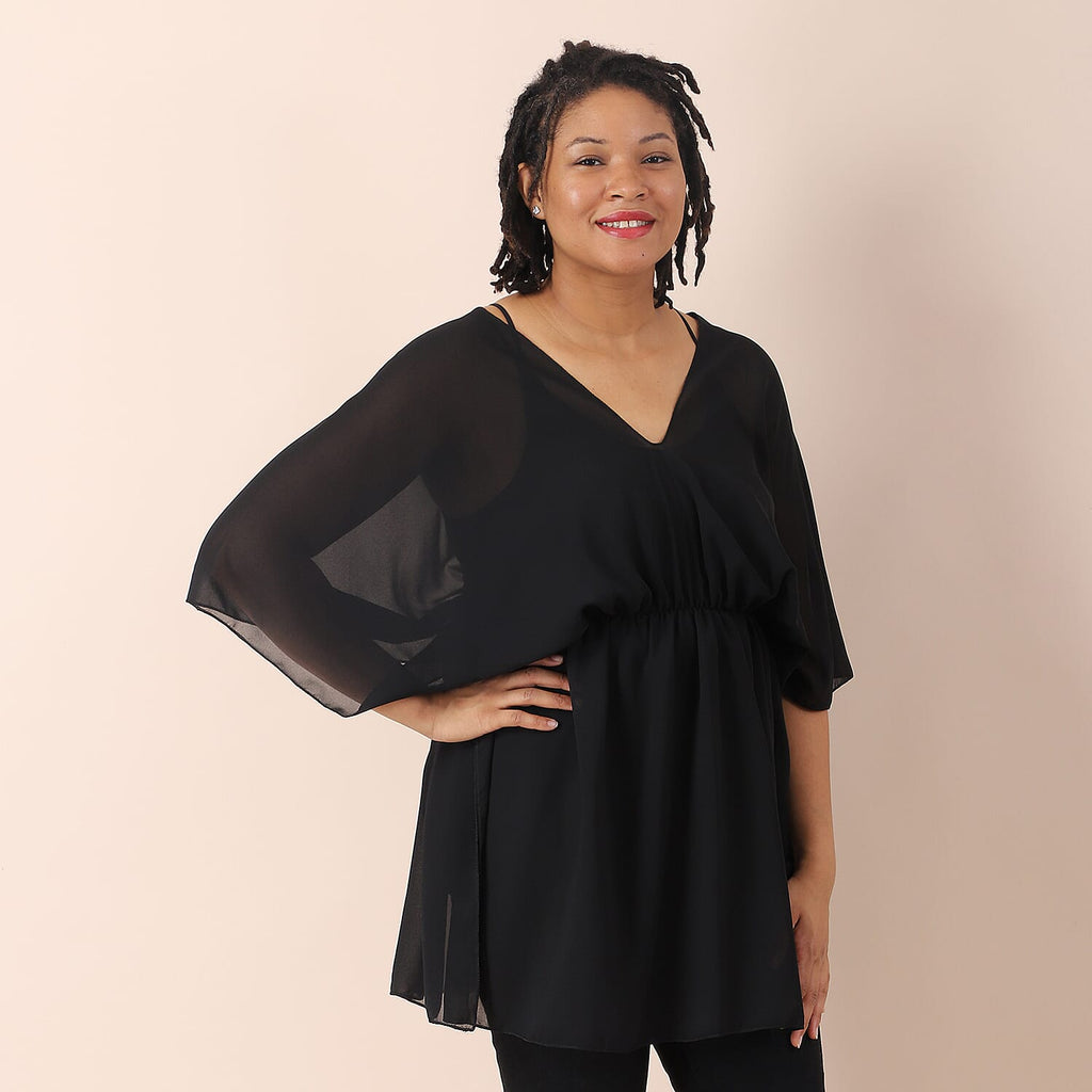 JOVIE Chiffon Top with V Shape Neck (Size 82x45 Cm) - Black