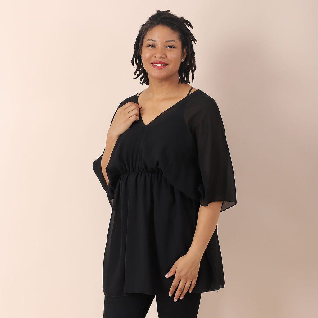 JOVIE Chiffon Top with V Shape Neck (Size 82x45 Cm) - Black
