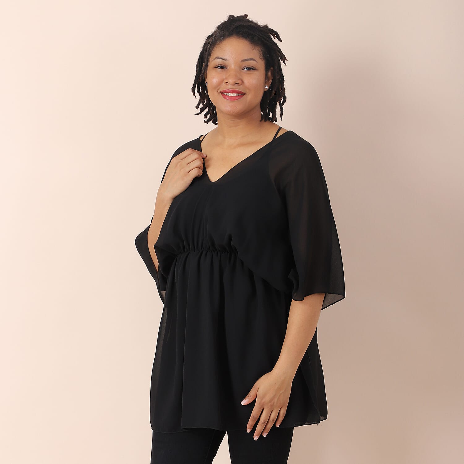 JOVIE VNeckline Solid Pattern Top  Black 6267998 3