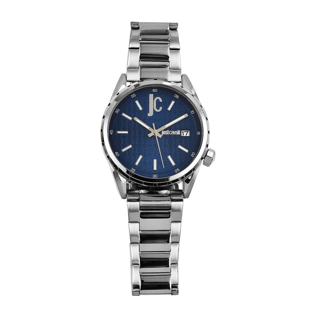 JUST CAVALLI 10 ATM Water Resistant Blue Dial Watch with Stainless Steel Chain Strap 7735539 0