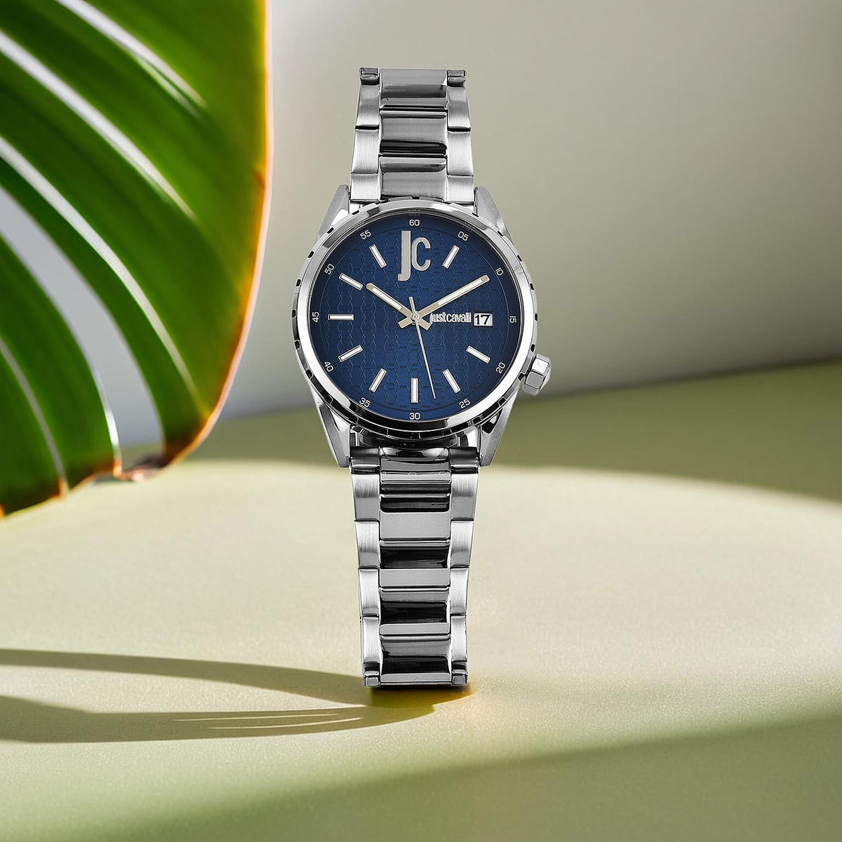 JUST CAVALLI 10 ATM Water Resistant Blue Dial Watch with Stainless Steel Chain Strap 7735539 2