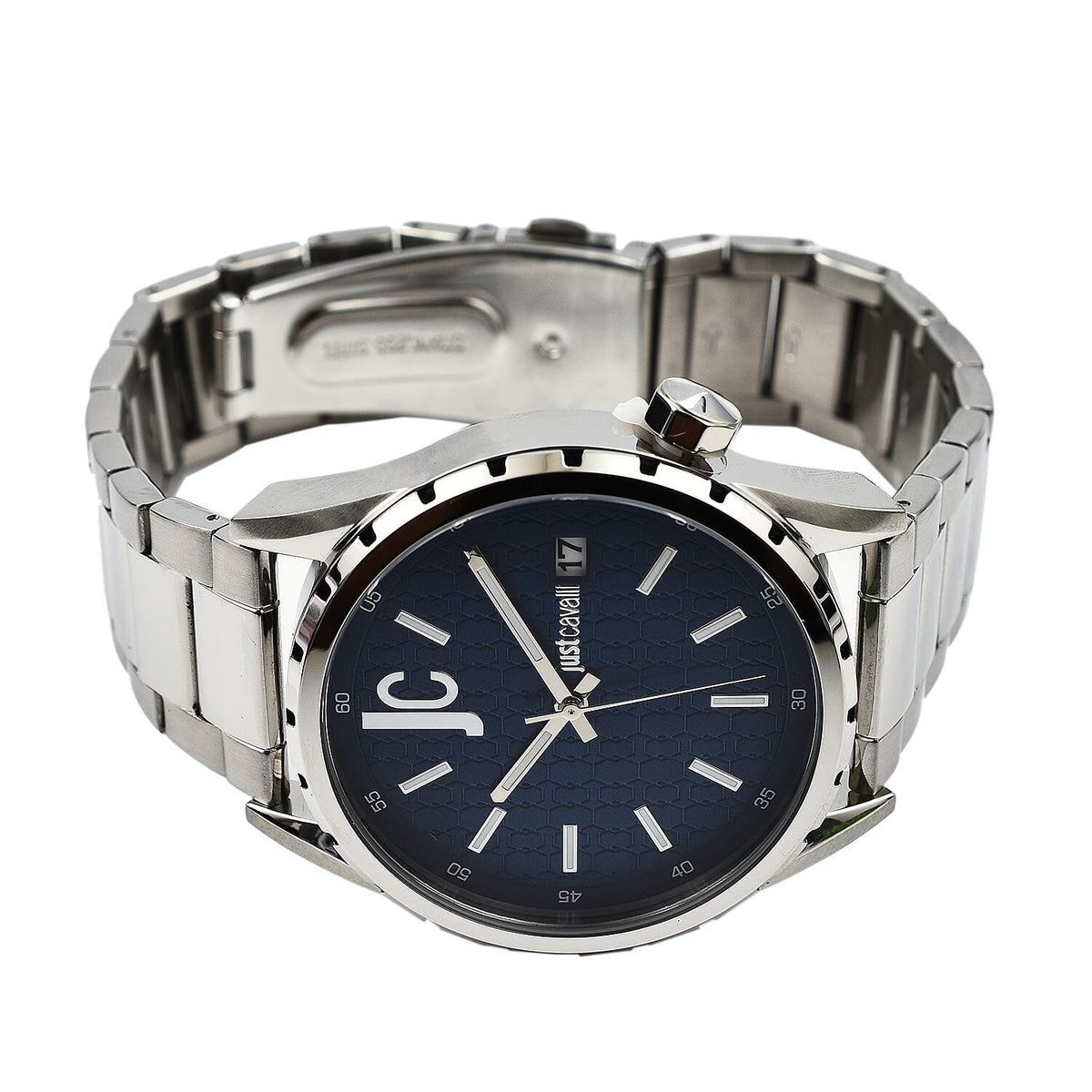 JUST CAVALLI 10 ATM Water Resistant Blue Dial Watch with Stainless Steel Chain Strap 7735539 4