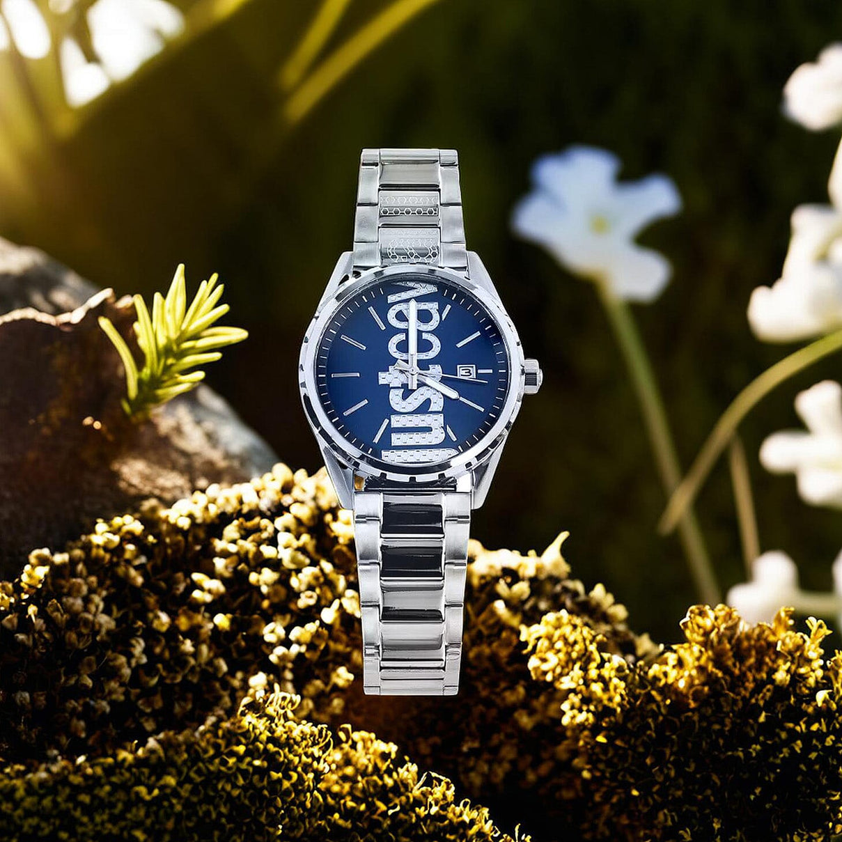 JUST CAVALLI Blue Dial Water Resistant Watch with Stainless Steel Chain Strap 7735538 2