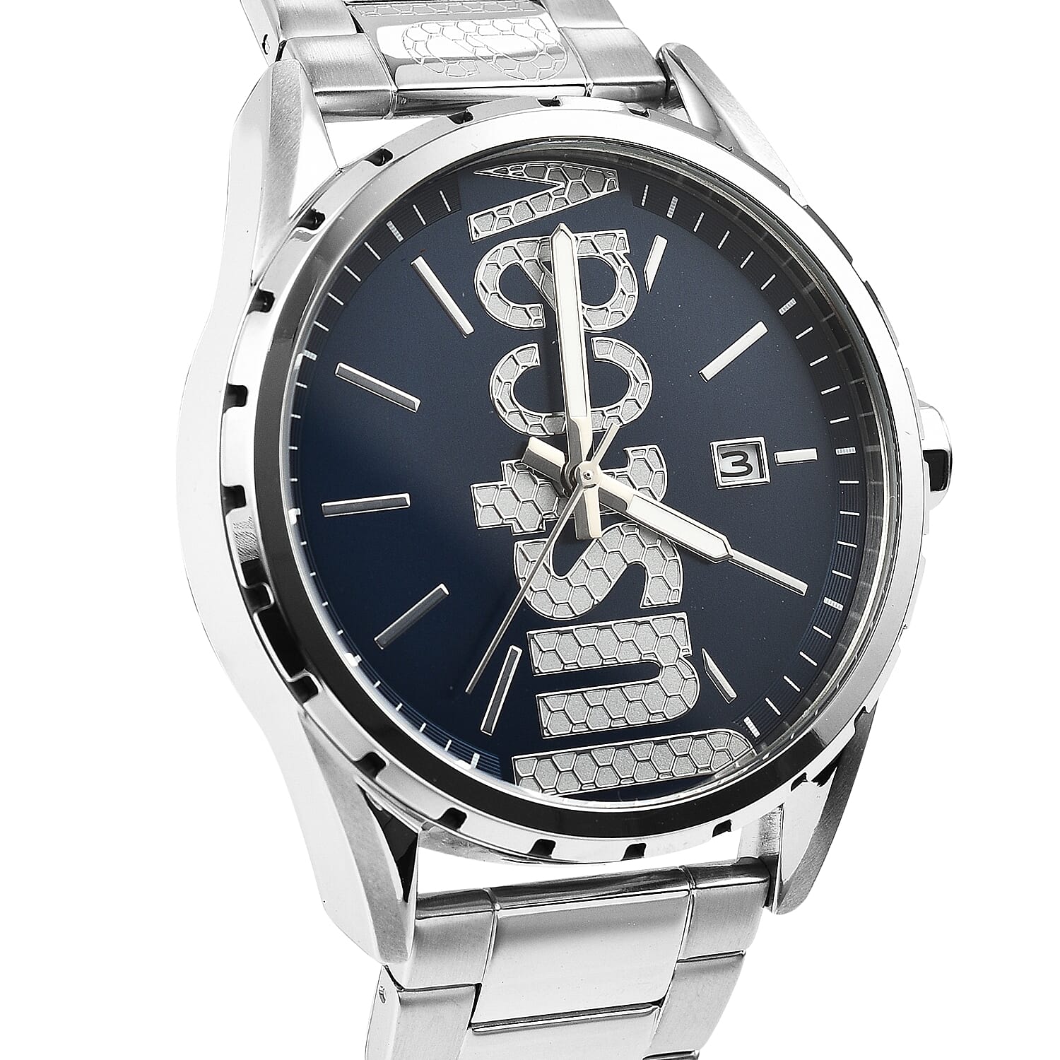 JUST CAVALLI Blue Dial Water Resistant Watch with Stainless Steel Chain Strap 7735538 3