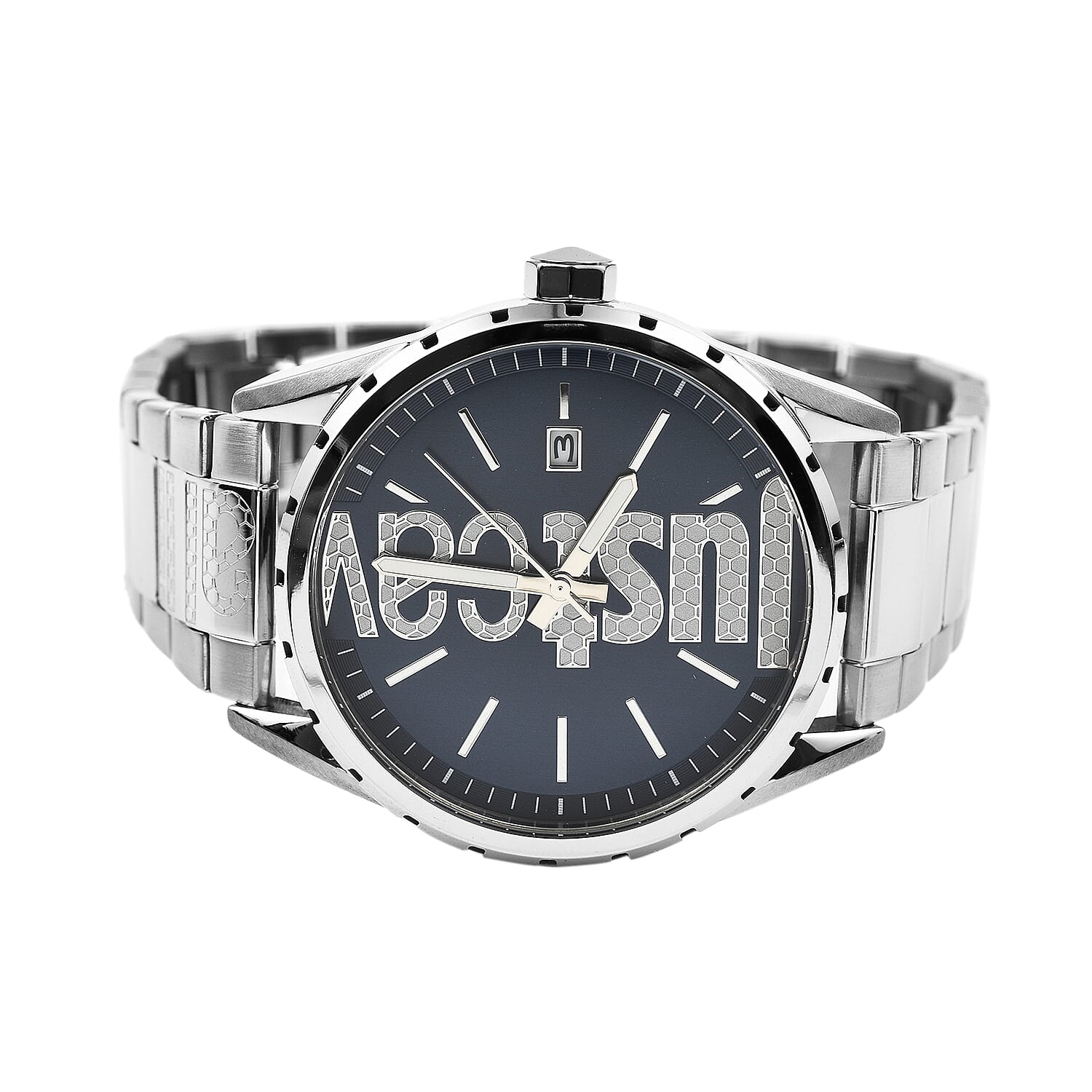 JUST CAVALLI Blue Dial Water Resistant Watch with Stainless Steel Chain Strap 7735538 4