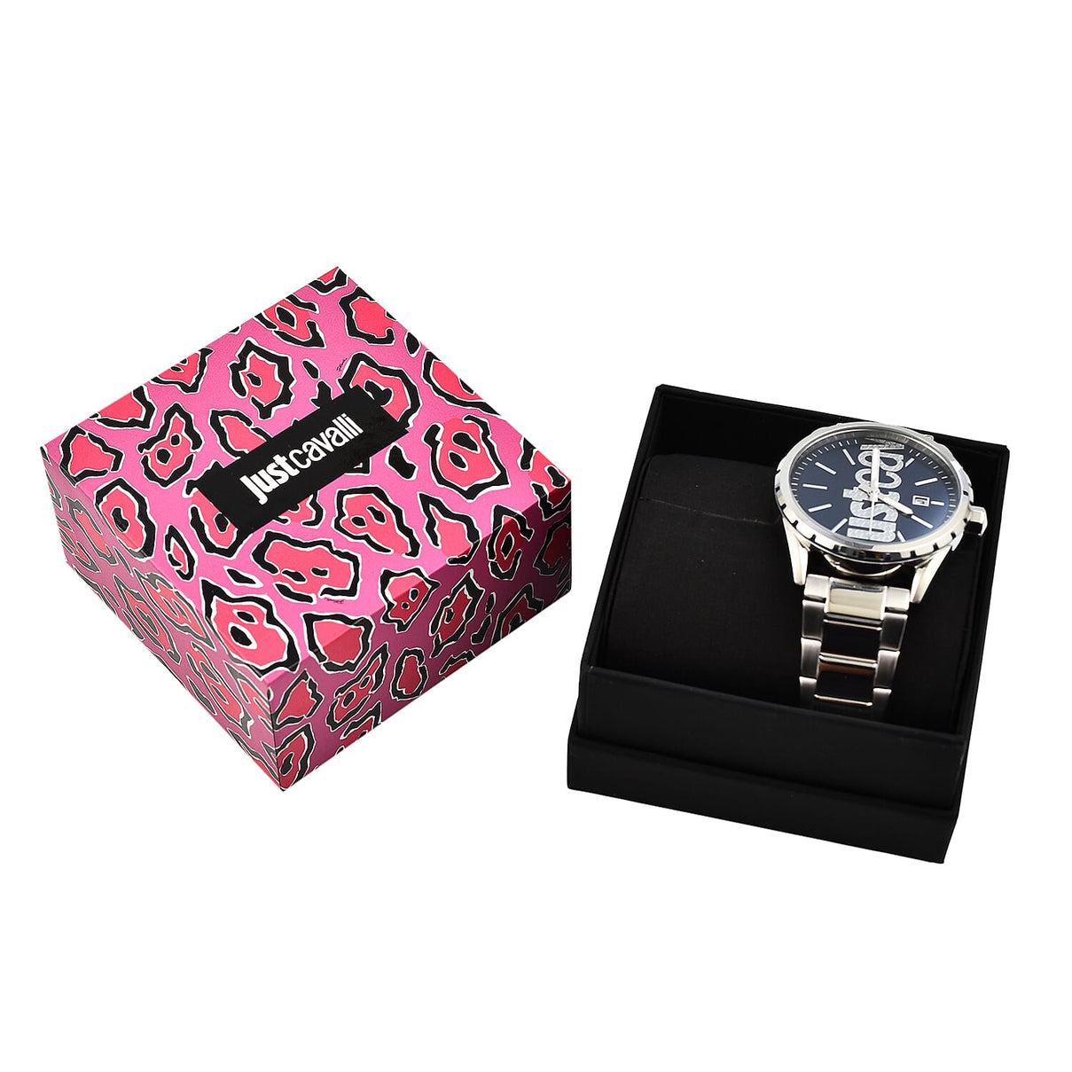 JUST CAVALLI Blue Dial Water Resistant Watch with Stainless Steel Chain Strap 7735538 7