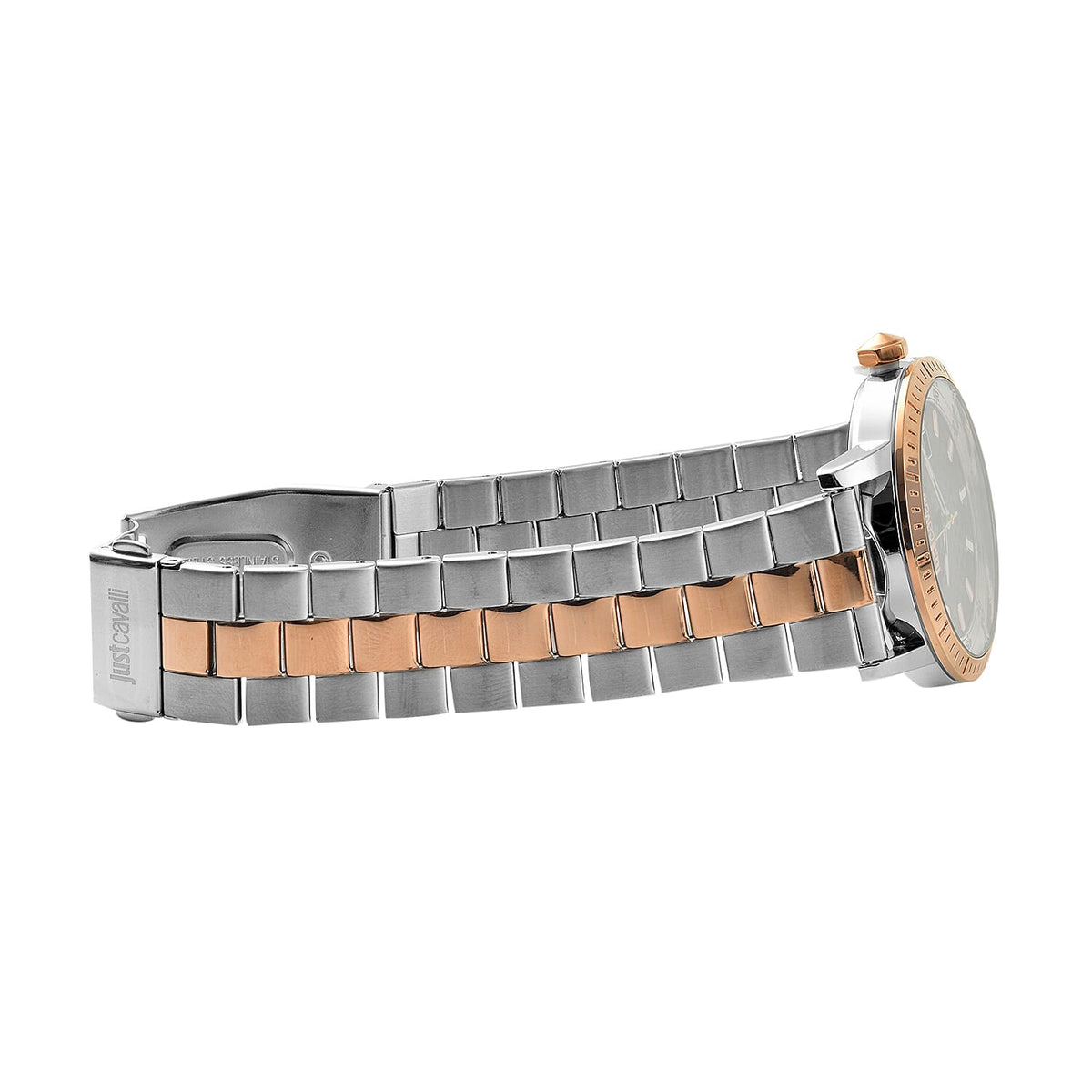 JUST CAVALLI Water Resistant Black Dial Two Tone Watch with Stainless Steel Chain Strap V32528174 4